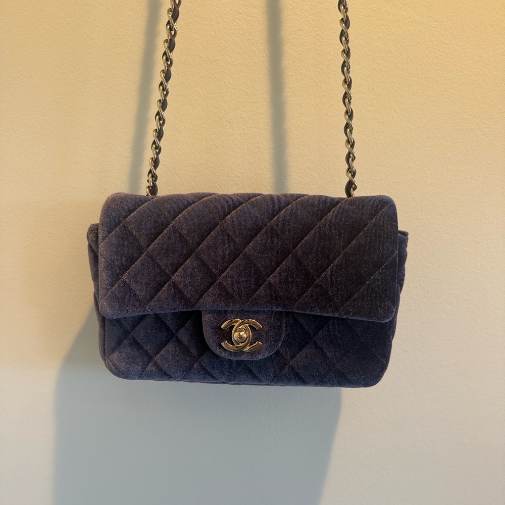 Chanel Flap Quilted Velvet Bag